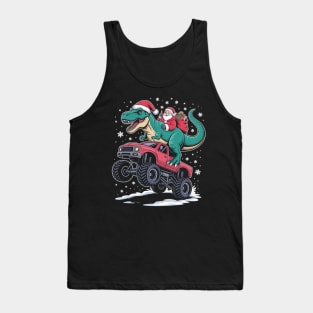 Christmas Monster Truck Dino Santa Tank Top